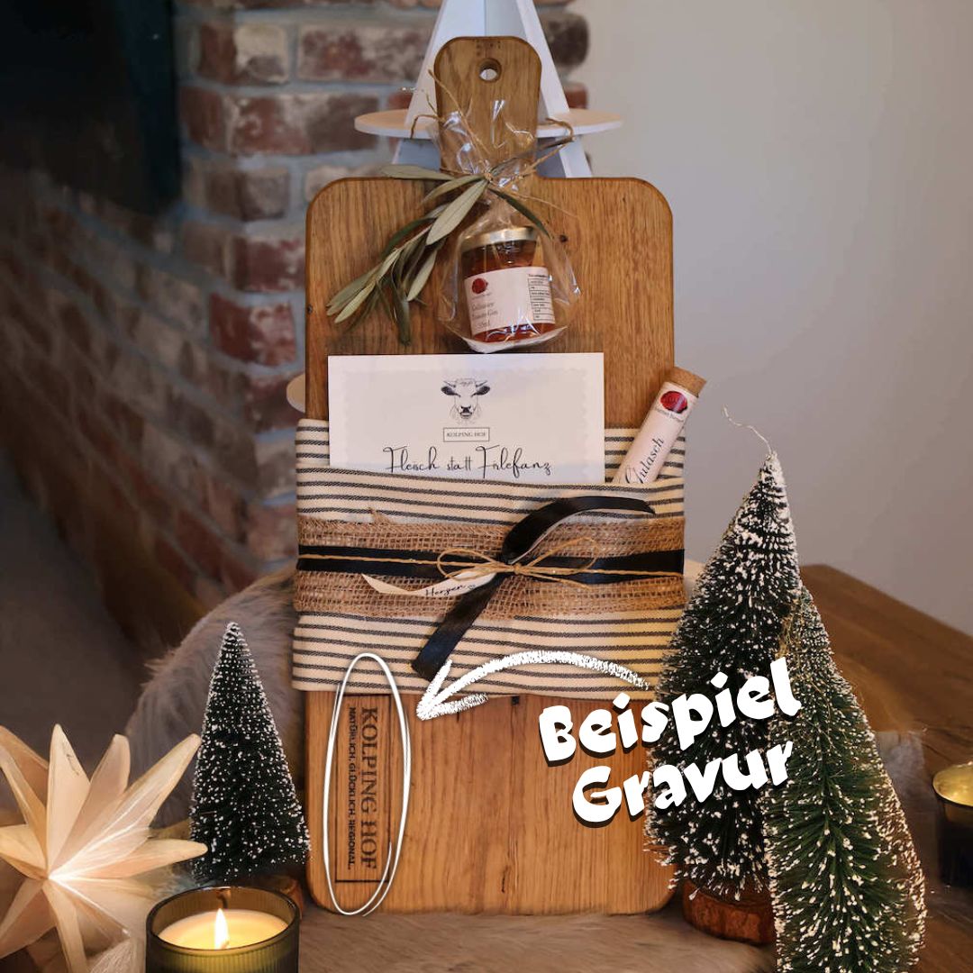 Großes Servierbrett mit Gutschein & Gravur